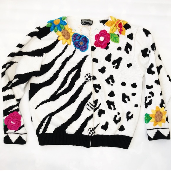 90s Vintage Hand Knit Spring Ugly Sweater Floral - Picture 2 of 8